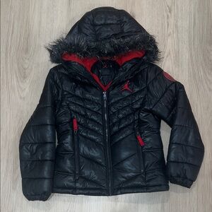 Jordan size medium Kids Black and Red Hooded Jacket